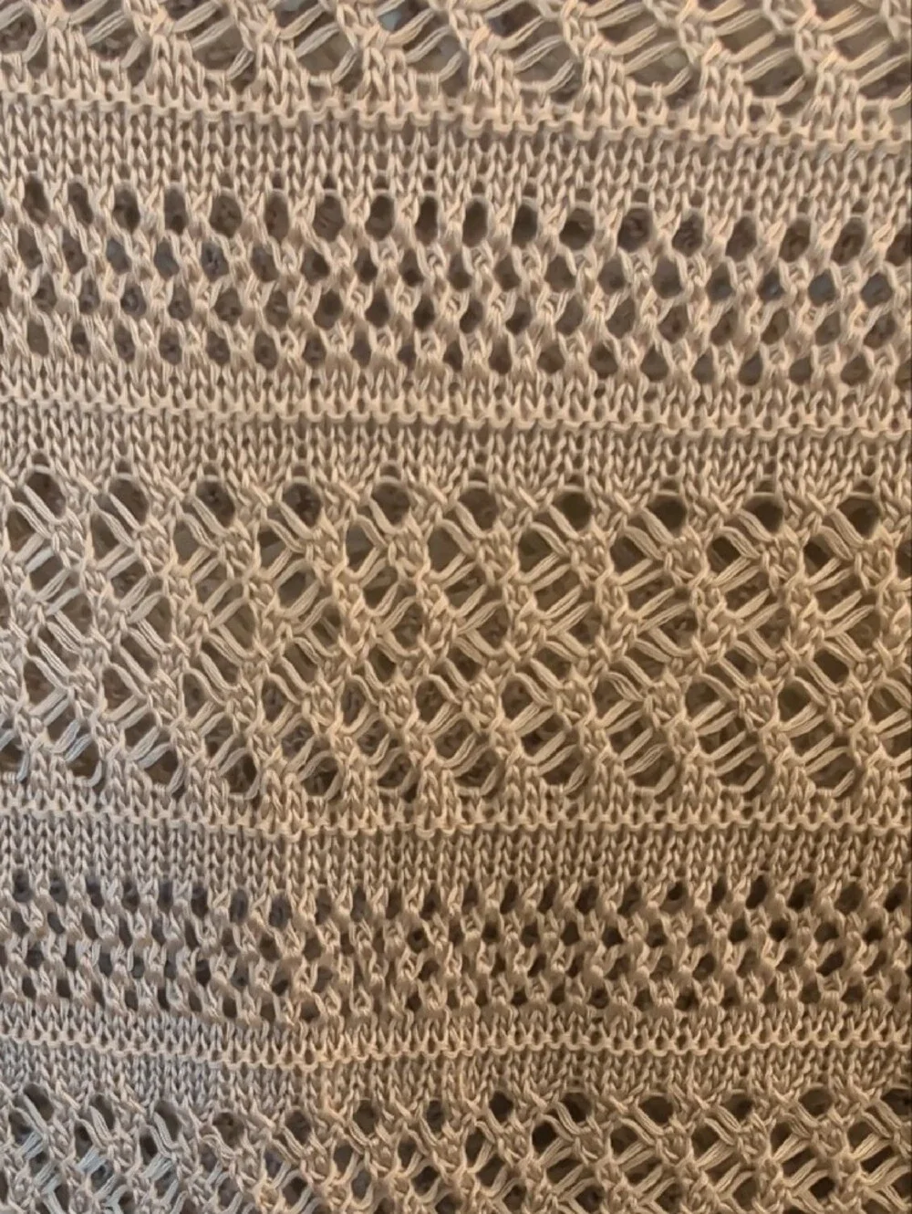 NY Collection Light Taupe Open-Knit Sweater Poncho | Women's L/XL